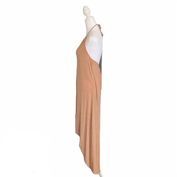Haute Hippie Nude Gold Embellished Jersey Hi Low Maxi Dress Small NWOT - Picture 5 of 8